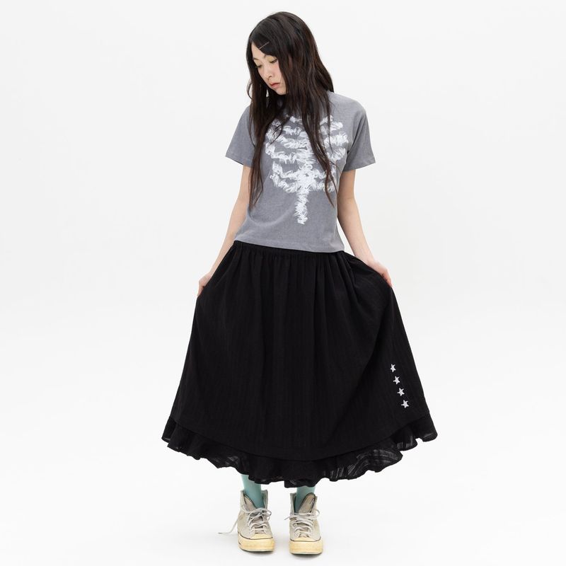 Lace Bone Angel Tee - Charcoal