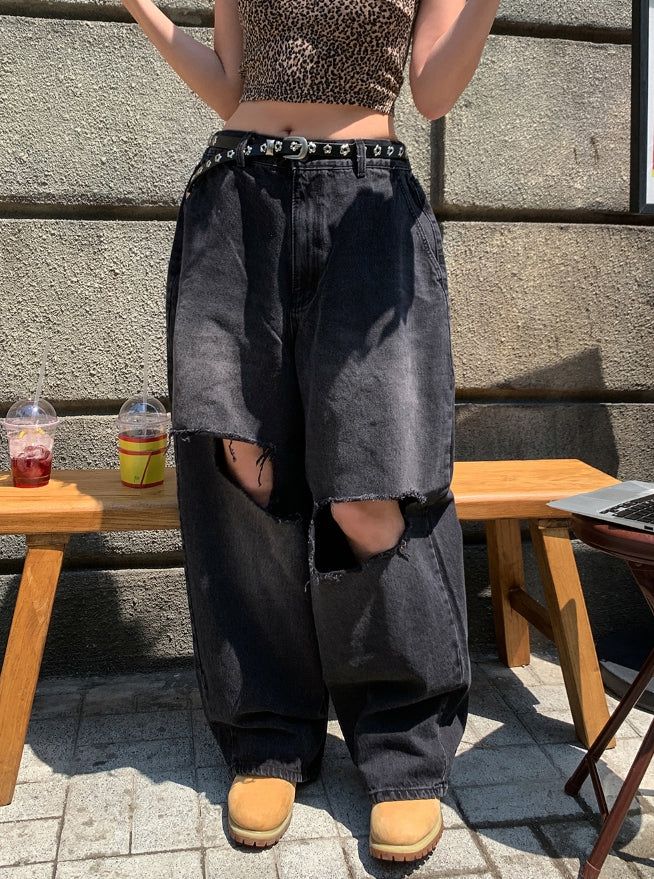 Lecle Funky Damage Balloon Denim Pants