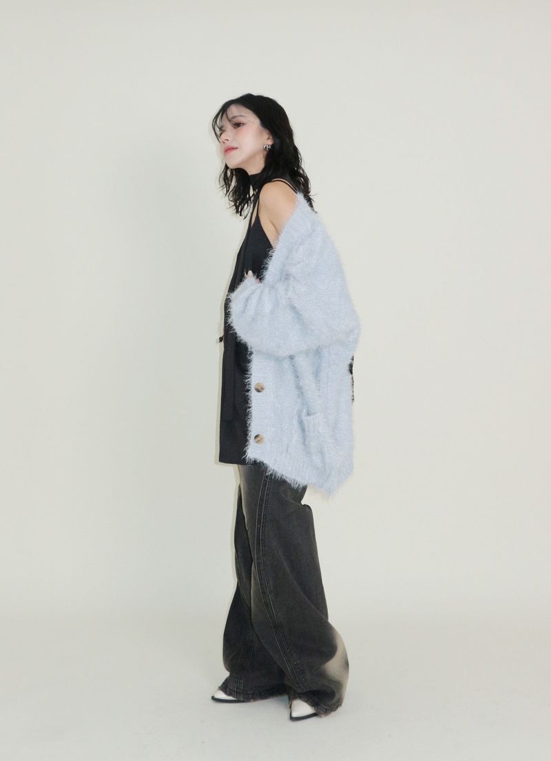 Featheryan Rouge Long Angora Cardigan