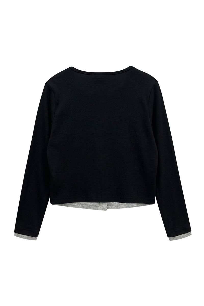 LYLA LAYERED CARDIGAN / BLACK-MELANGE