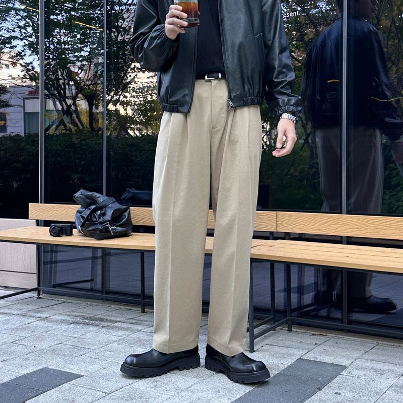 lemenne（ルメンヌ）の「LMN デフェイスツータックコットンセミワイドパンツ (4 colors)（パンツ）」
