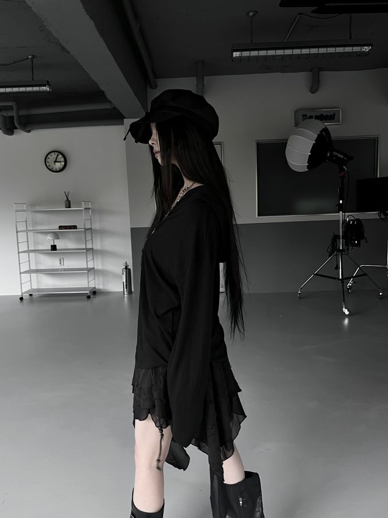 dotto loose-fit snap hoodie T (3color)