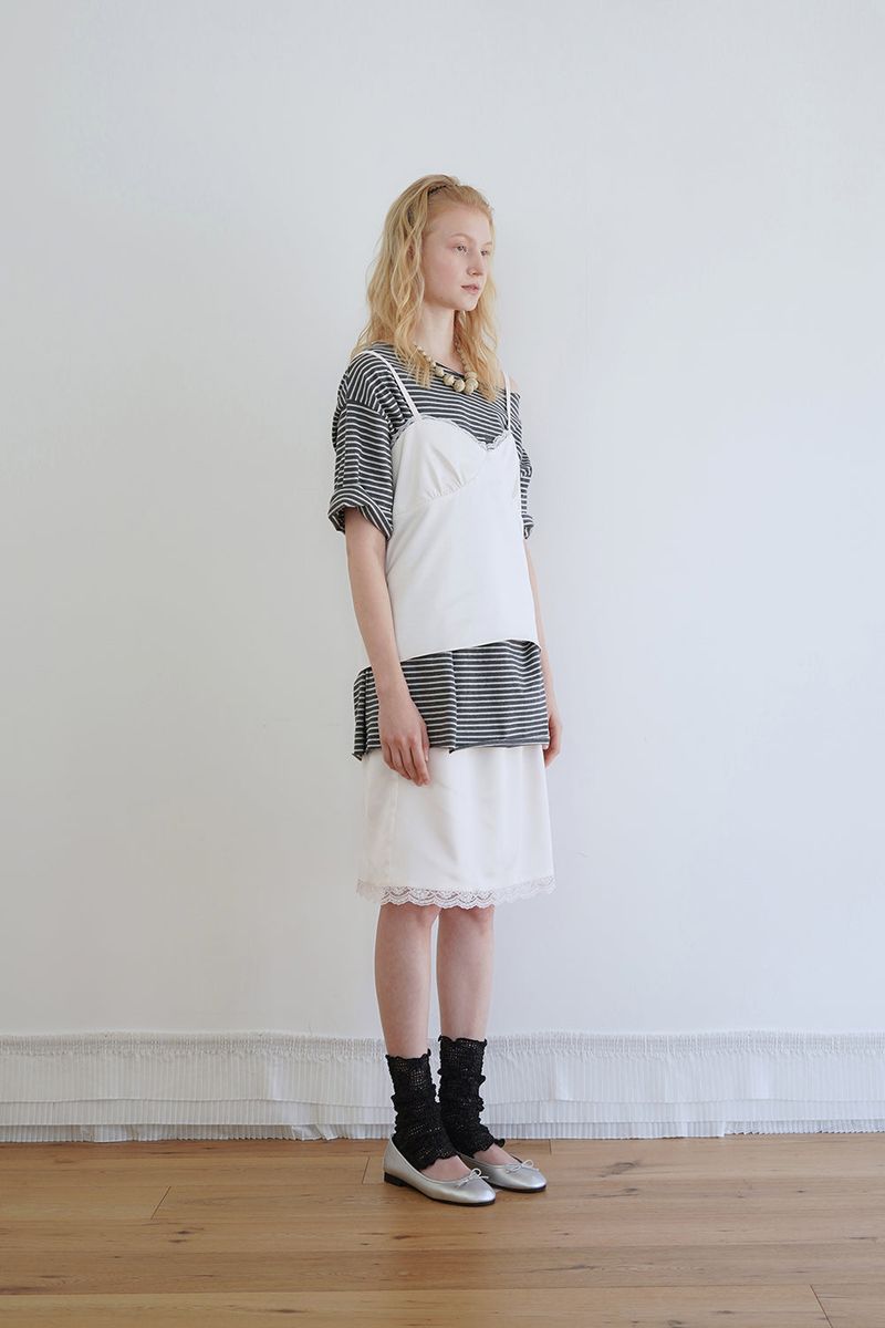 Satin midi skirt_ivory