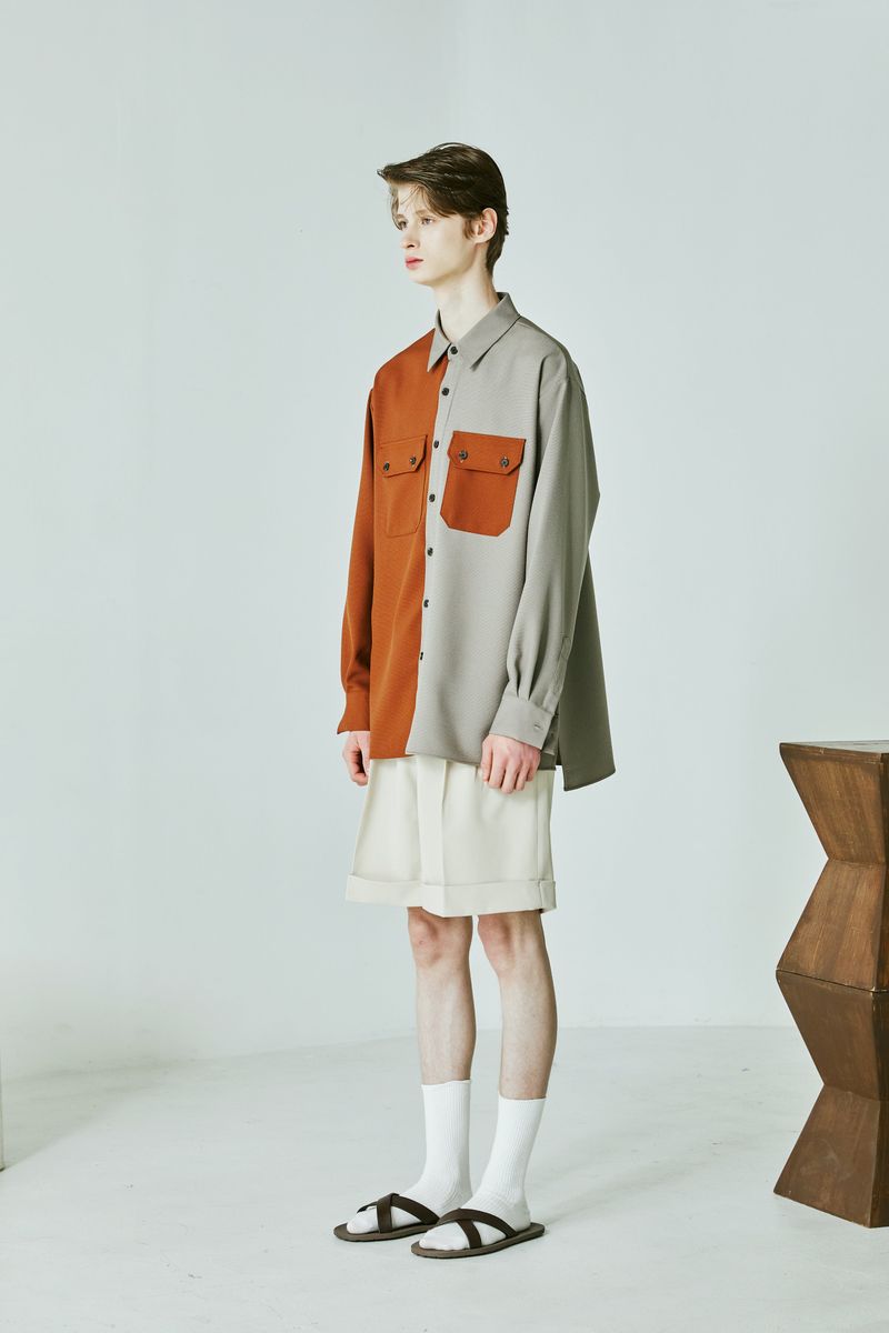 HALF & HALF SOLID POCKET SHIRT