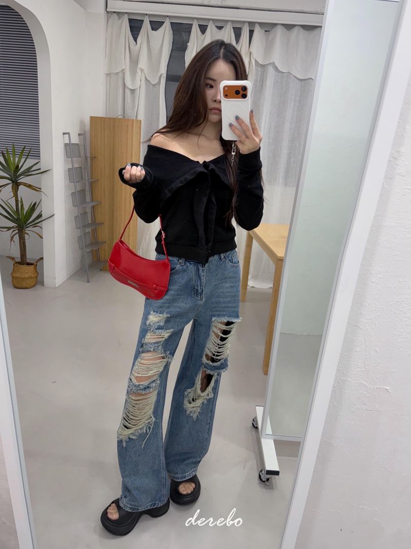 Vintage open wide denim pants