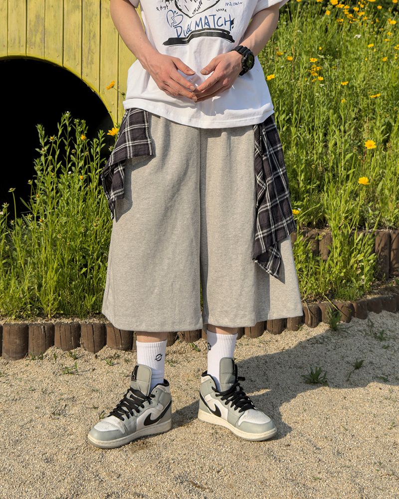 Lever Check Layered Bermuda Pants