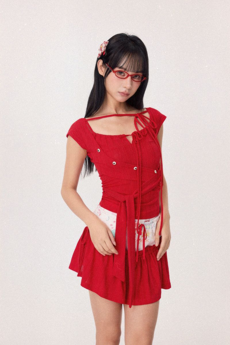 Dear Days Detachable Skorts (Red)