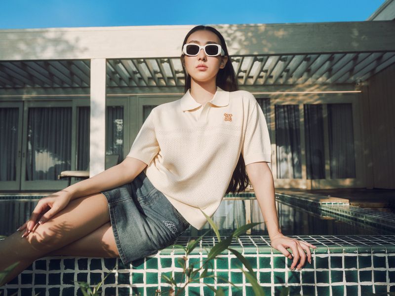 DVRK PRIVÉ BUTTONLESS POINTELLE KNITTED POLO - CREAM