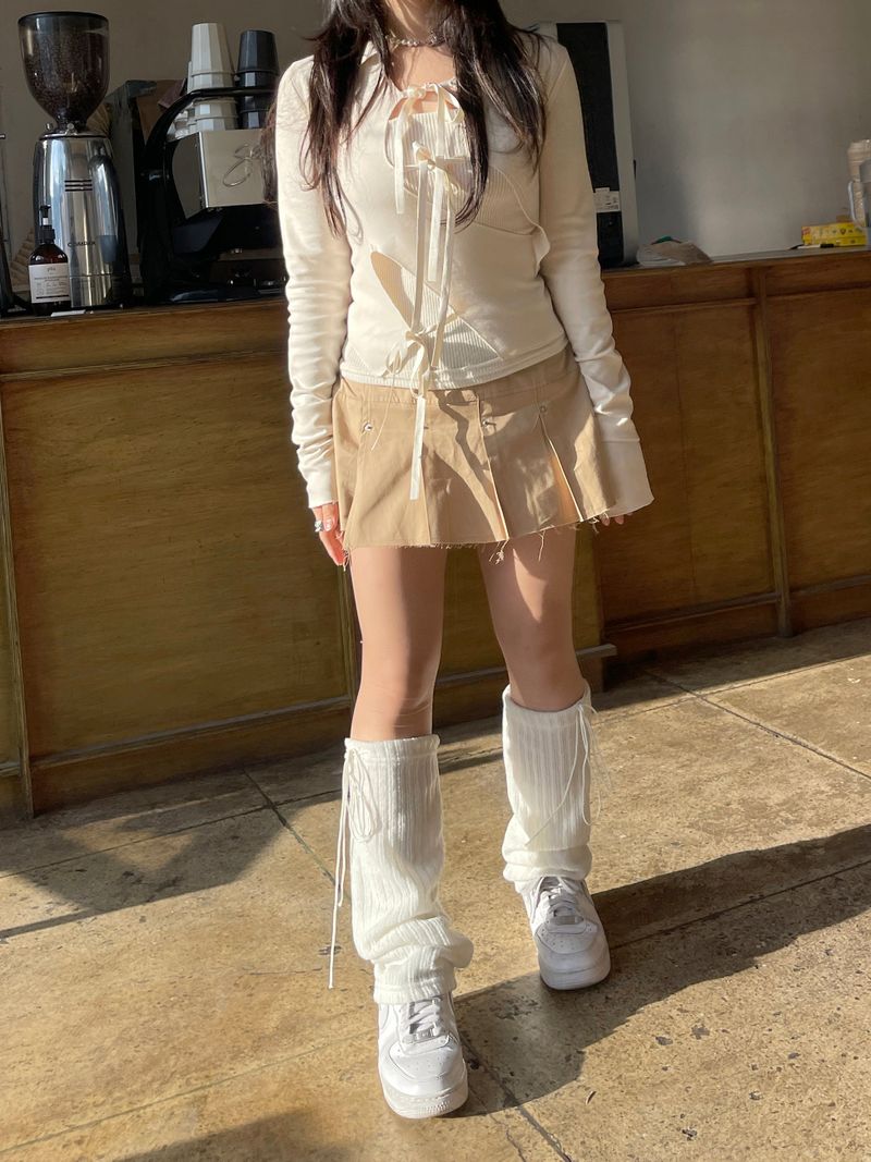 Chunky Damage Button Skirt Pants