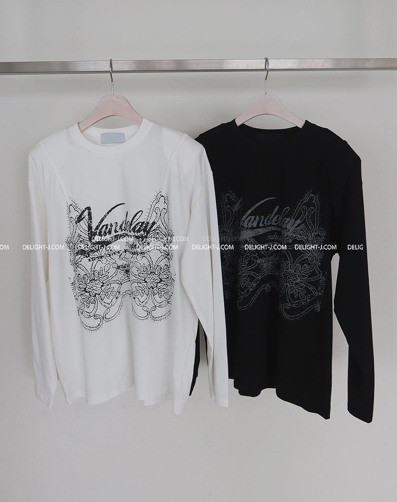 a lace bustier printed T-shirt