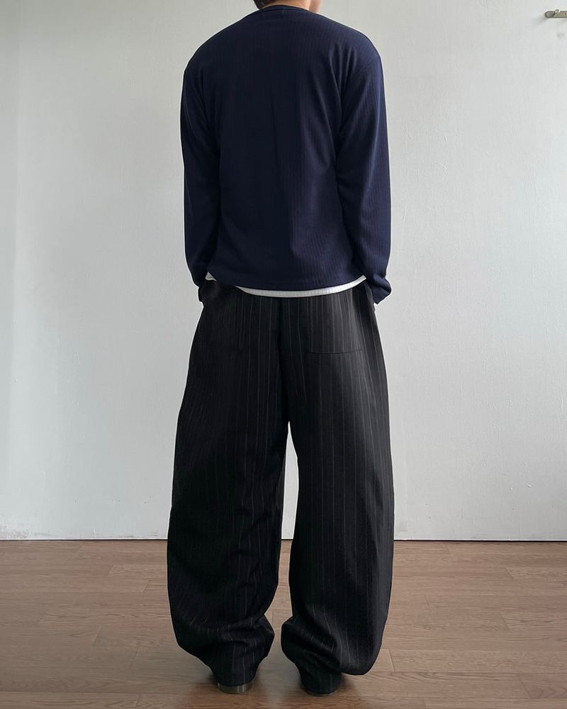 Drape Stripe Banding Slacks