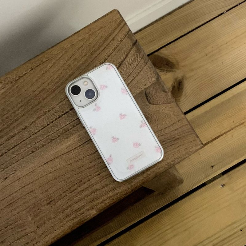[MADE][Glass Silver Bumper Case]  Rose Stitch Knit Case