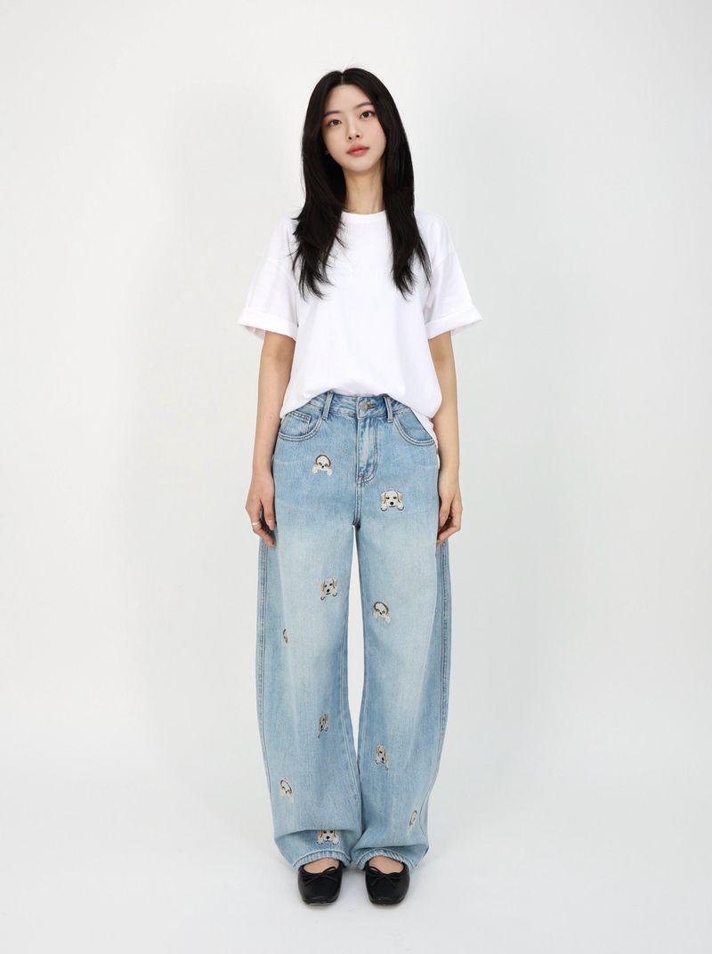 PUPPY EMBROIDERED CURVED DENIM code 26225