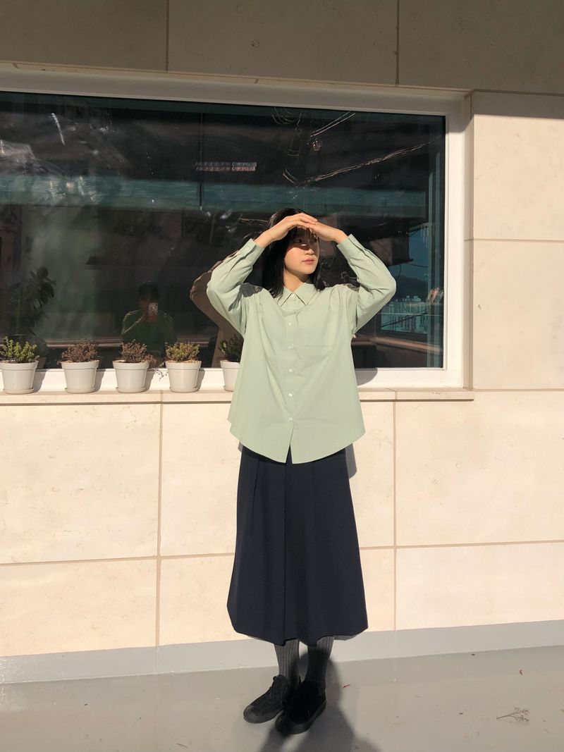 Leaf crease long skirt