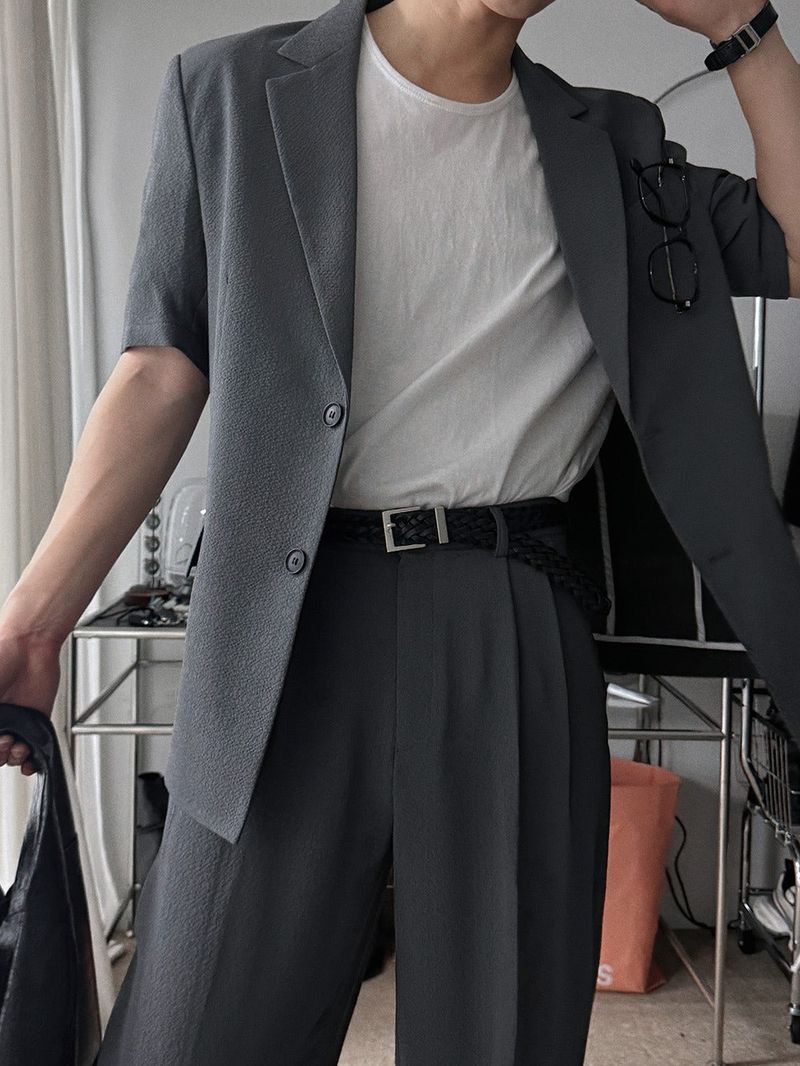 ASCLO Wrinkle Linen Half Sleeve Jacket (2color)