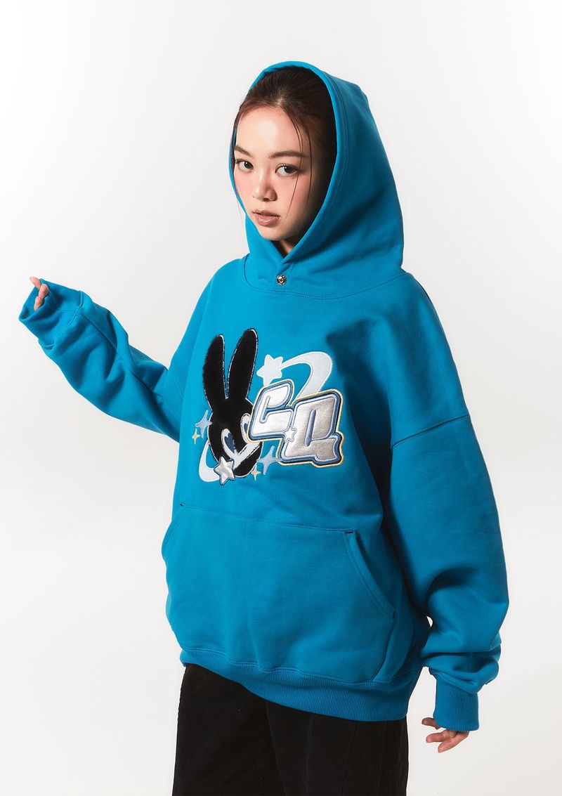 fur bunny planet hoody - blue