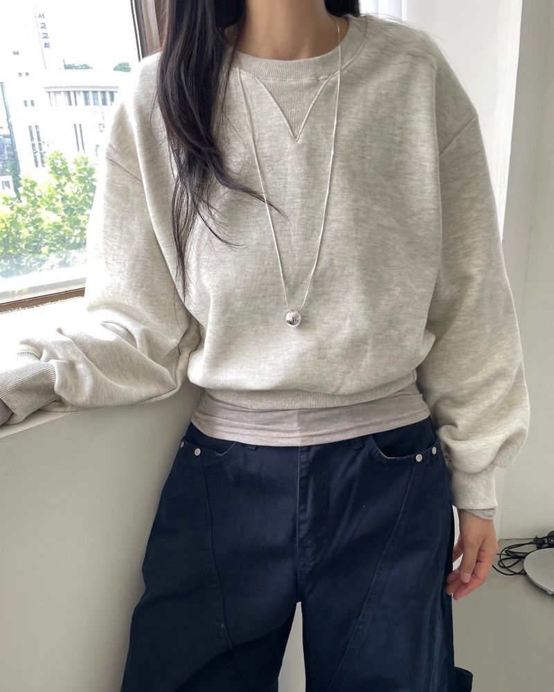Burnt Overfit Balloon Crop Sweatshirts 4C