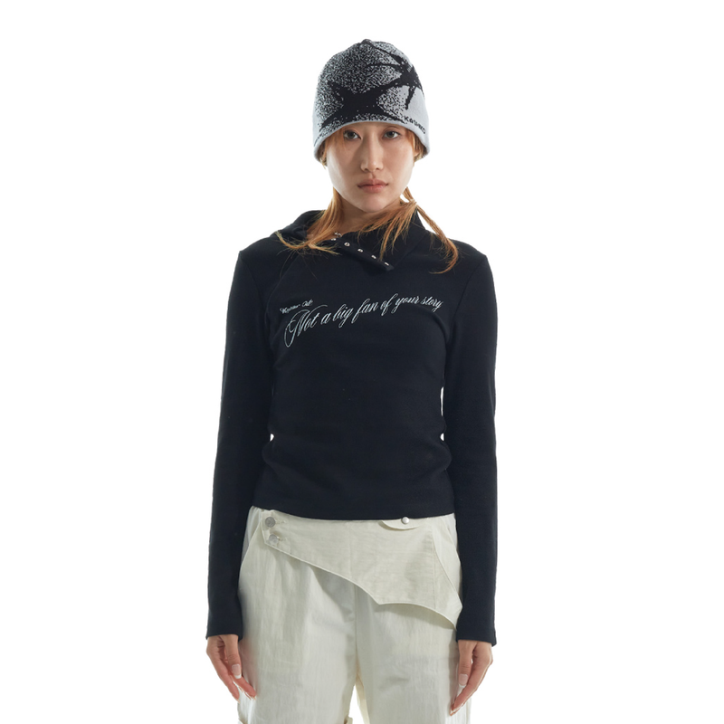 CRAPPYROOM(クラッピールーム)の「SNAP SHIRTS : Not a big fan of your story (Black)(Tops)」