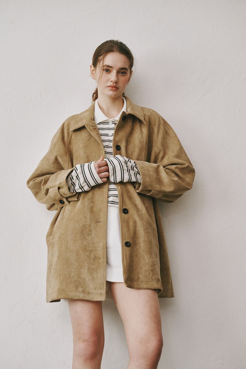 Suede half coat (Beige)