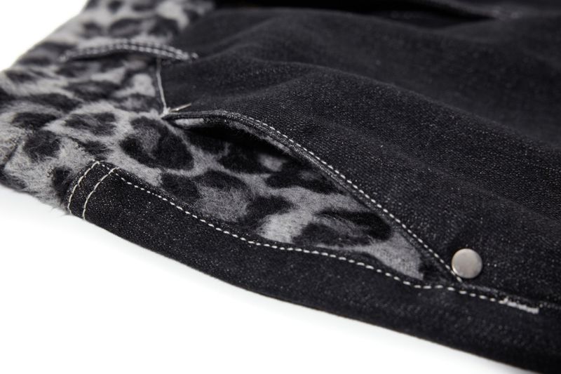 Leopard waist wide denim pants