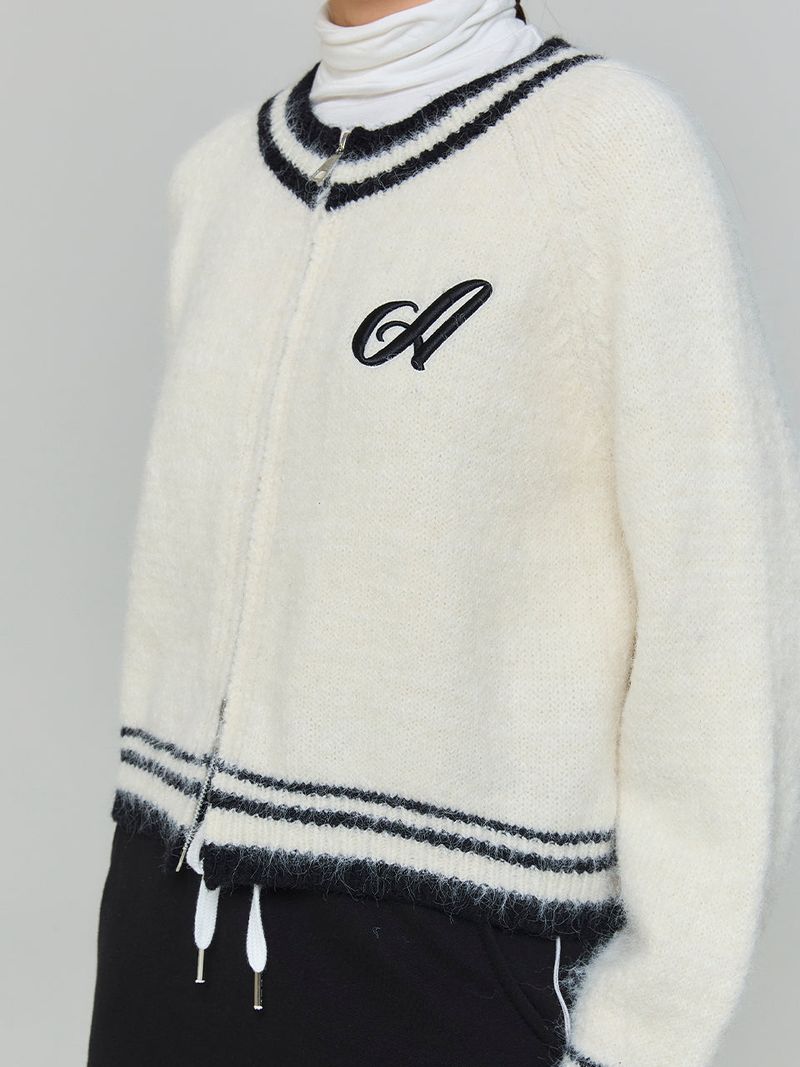 TWO-WAY A EMBROIDERED CARDIGAN - IVORY