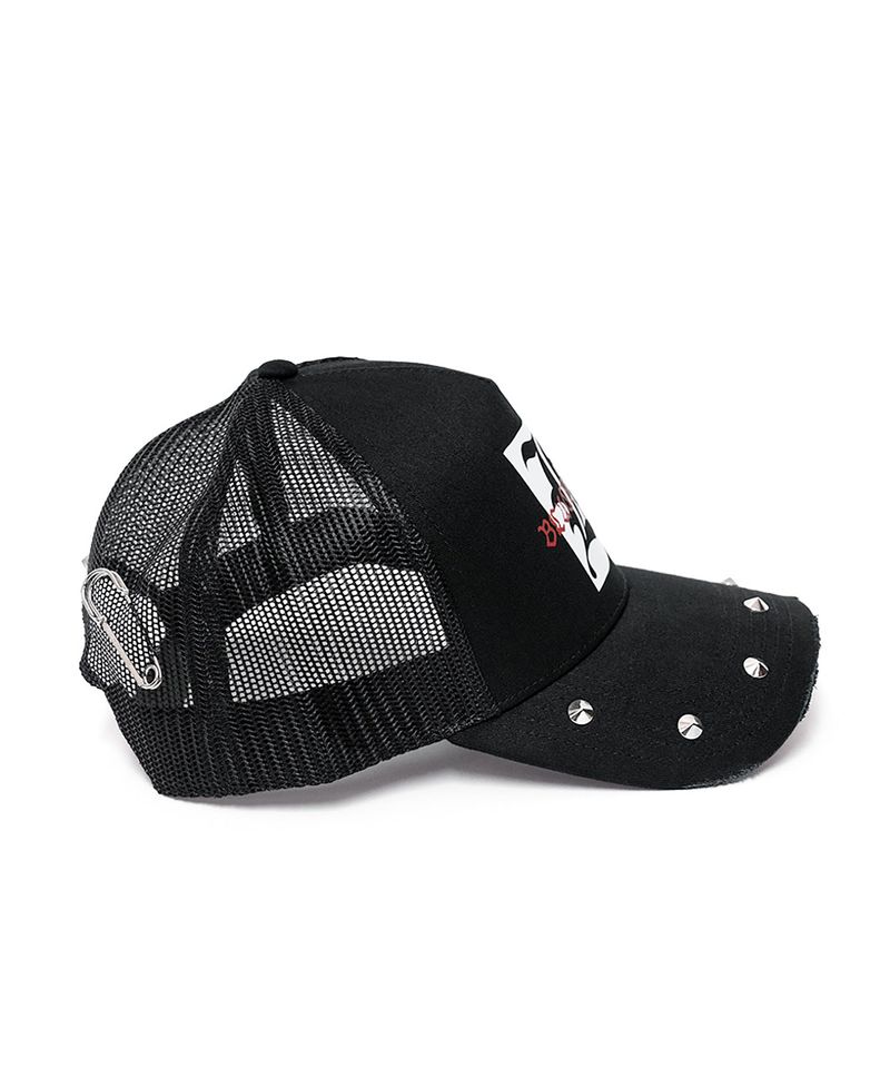 BBD Graphic B Logo Stud Trucker Mesh Cap (Black)