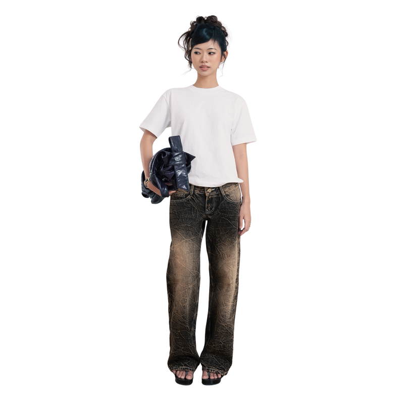 Tiberinus City（ティベリヌス シティー）の「Tiberinus - Hipbone Jeans - Ultra-Low Rise Wide Straight-Leg Jeans - Rocky Black - 18 cm Rise - 25 cm Leg Opening - Low-Rise Fit（Pants）」