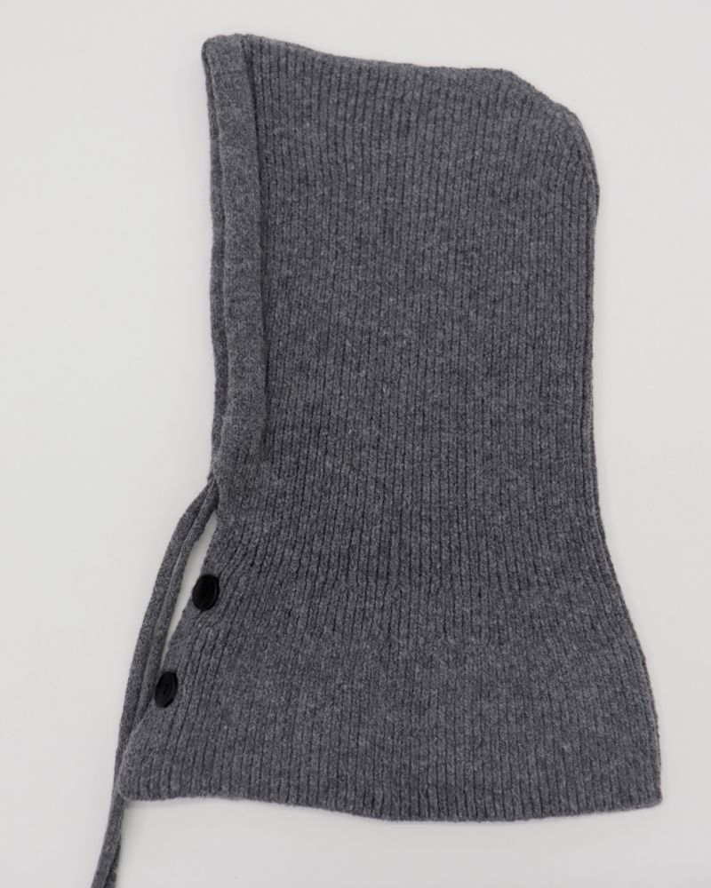 Tenu two-button hoodie knit ribbon strap balaclava