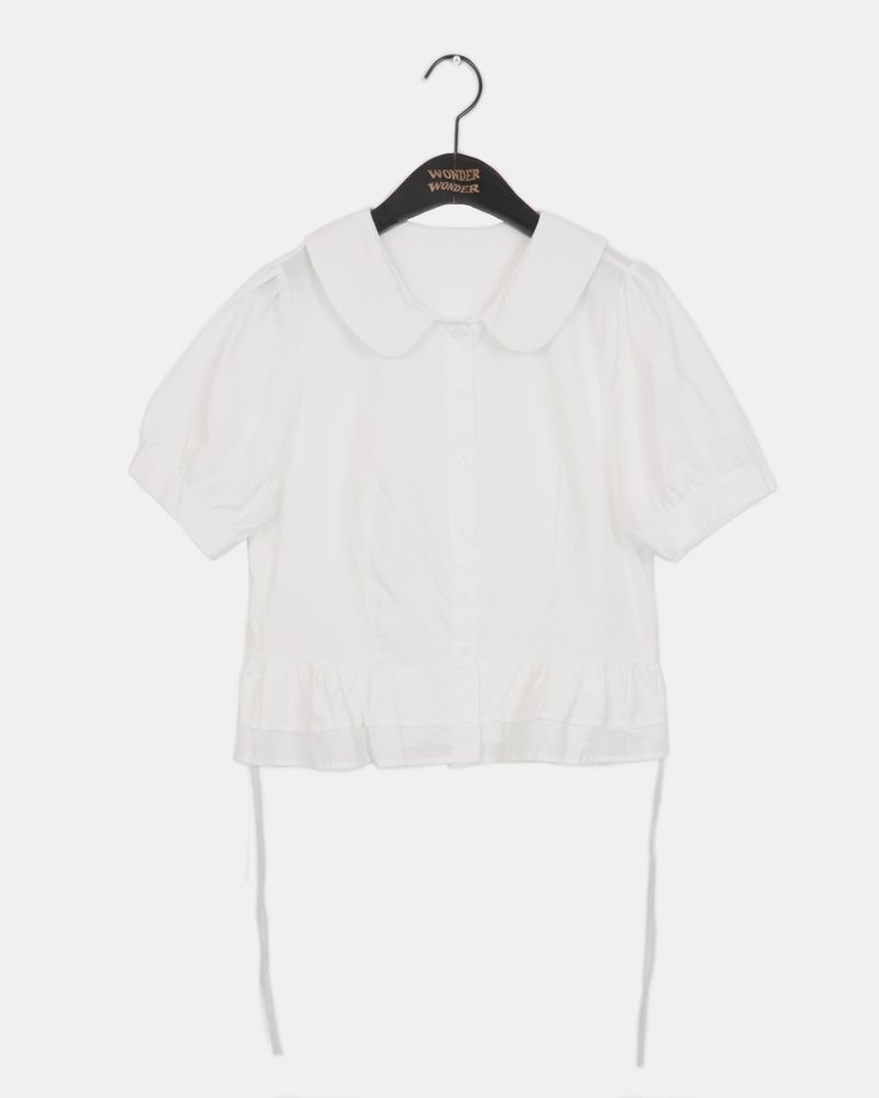 Saon Round Collar Frill Puff Blouse