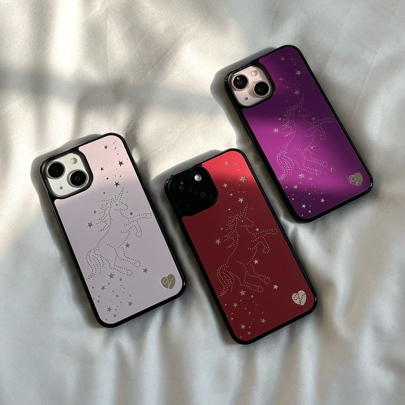 [MADE][Mirror Bumper Case] Starlit Unicorn ⋆ Red