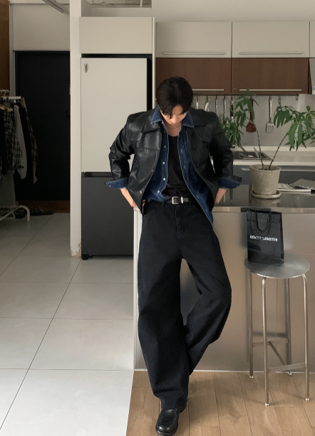 ノーメースセミクロッピードウエスタンダブルフラップデニムロングスリーブシャツ