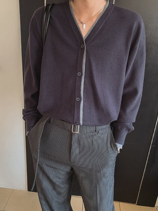 Mino color matching layered cardigan