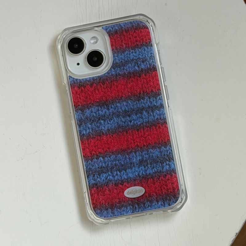 MOHAIR STRIPE HARD JELL CASE _ BLUE