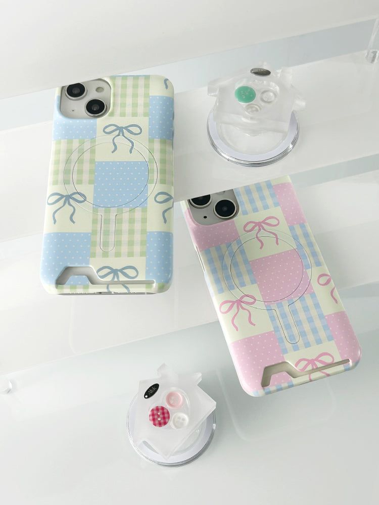 Ribbon Pattern Magsafe Card Hard Case(Blue)