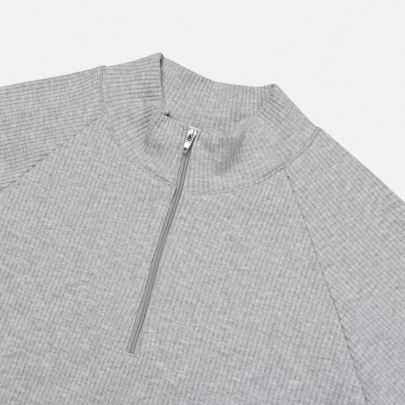No.1362 raglan half neck zip muscle T