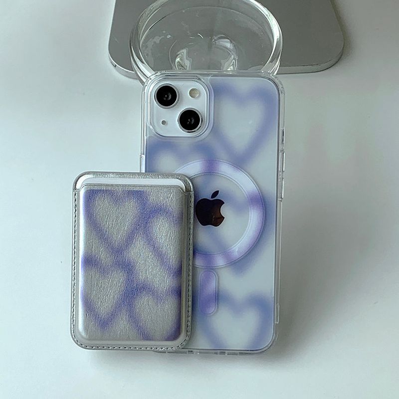 Blue - Blur Pattern Magsafe Phone Case Card Pocket Set