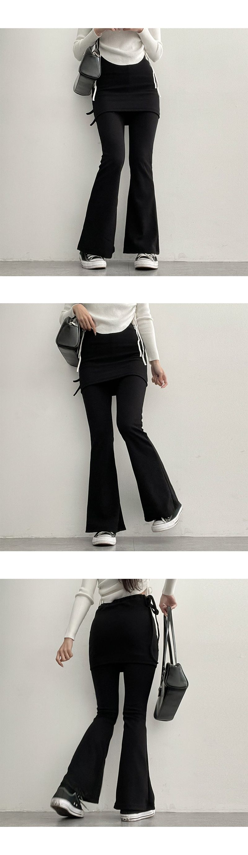 Strap banding bootcut skirt leggings
