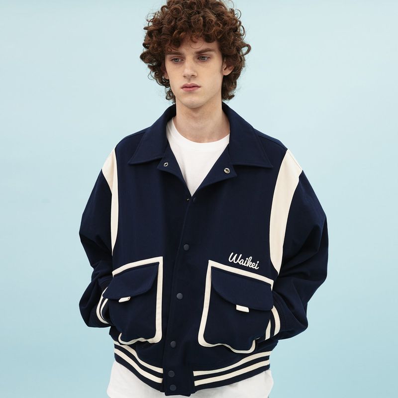 Double pocket varsity jacket