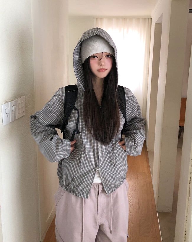 ULAN(ユレン)の「Moa Two Way Check Hood Zip-Up(Tops)」