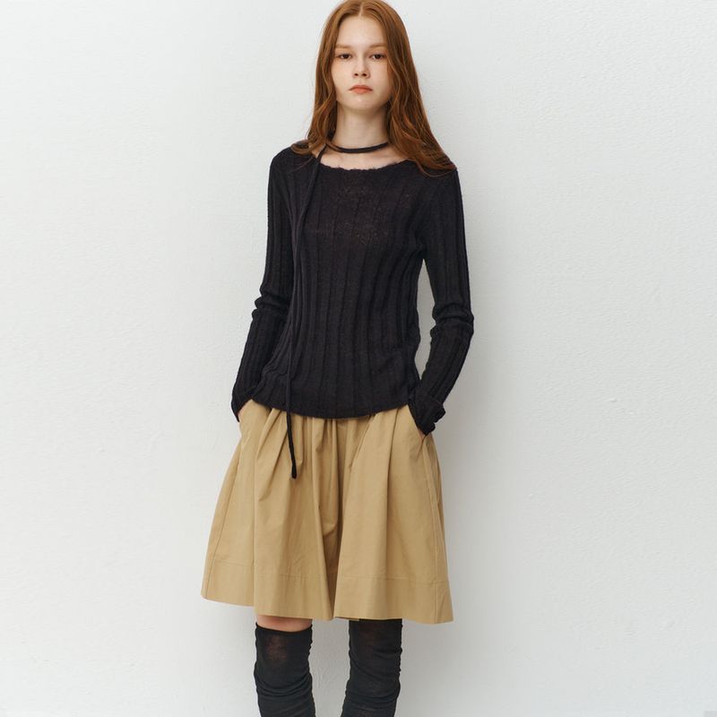 String Boat Neck Knit_2Color