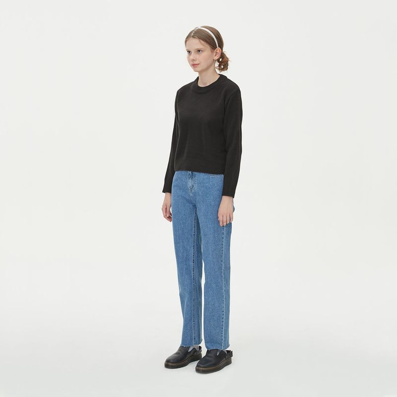 ROUND NECK WOOL KNIT_BLACK