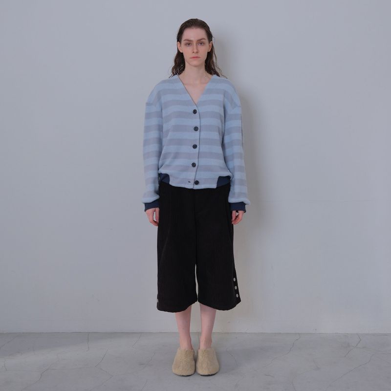 Black Corduroy Snap Bermuda Pants