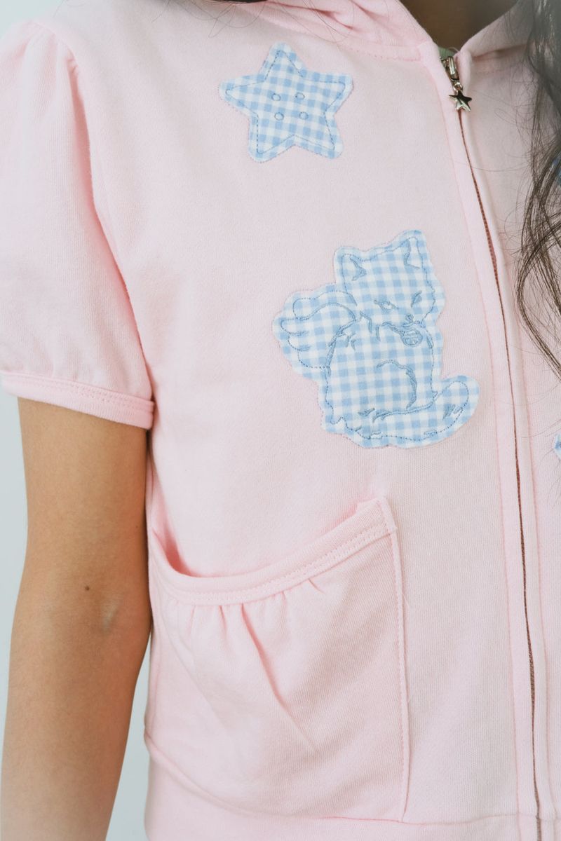 PURRING CHECK PATCH HOODIE 