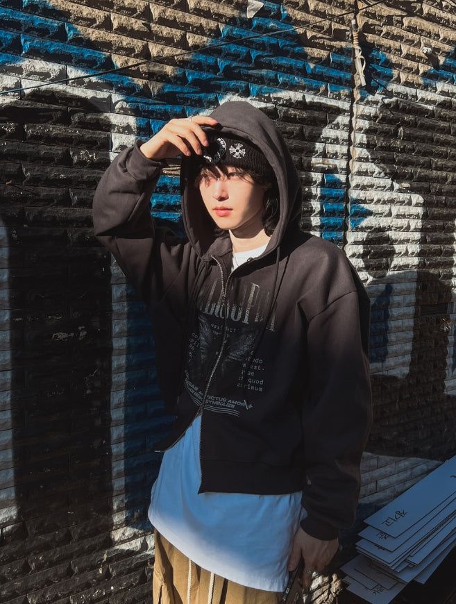 Winnie crop two way hoodie zip-up