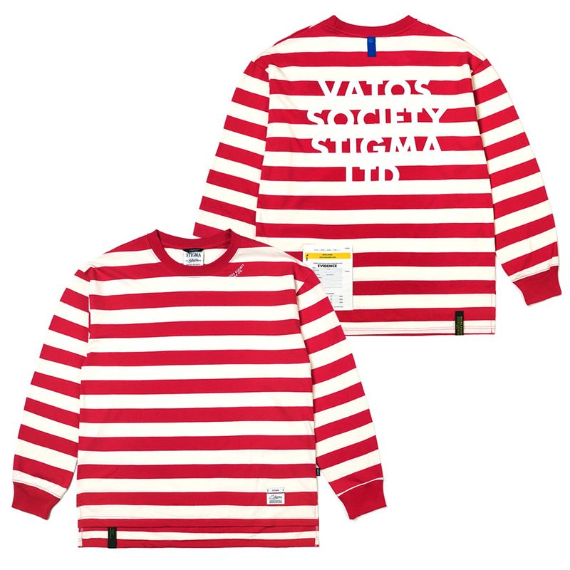 STIGMA(スティグマ)の「23 STRIPE OVERSIZED LONG SLEEVES T-SHIRTS RED(Tops)」