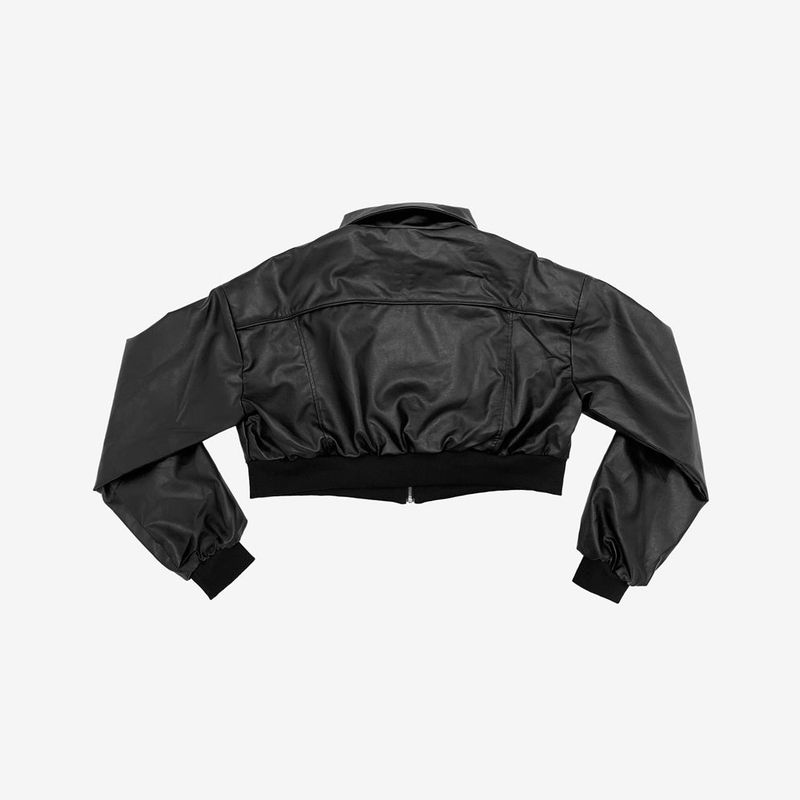 Viola cropped leather jacket