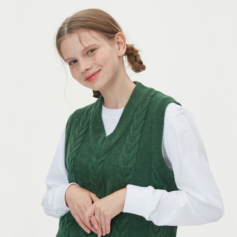 CABLE KNIT VEST_GREEN