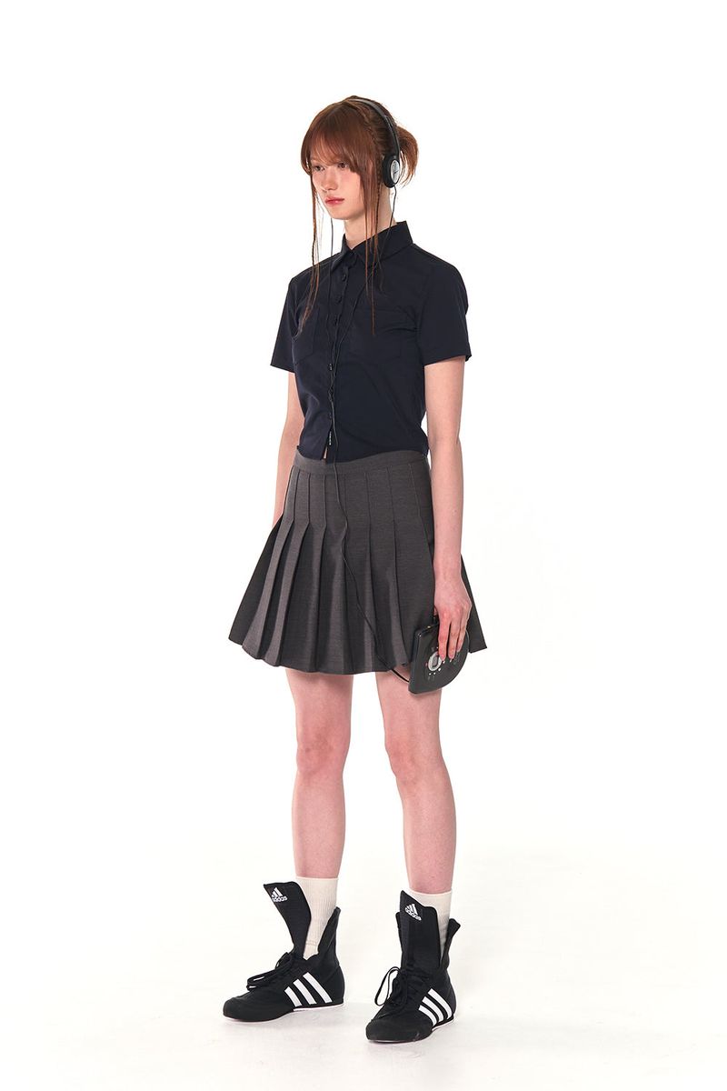 SLIM LINE CROP SHIRTS (NAVY)
