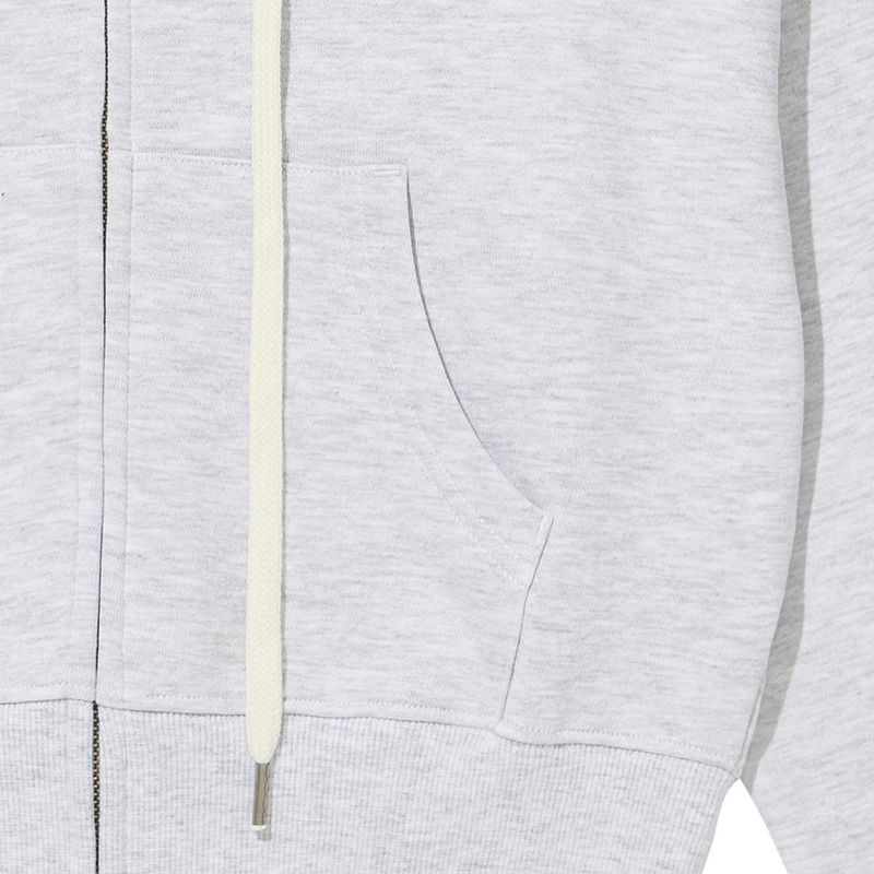 TEMPUS PATCH CROP HOOD ZIP-UP [WHITE MELANGE]