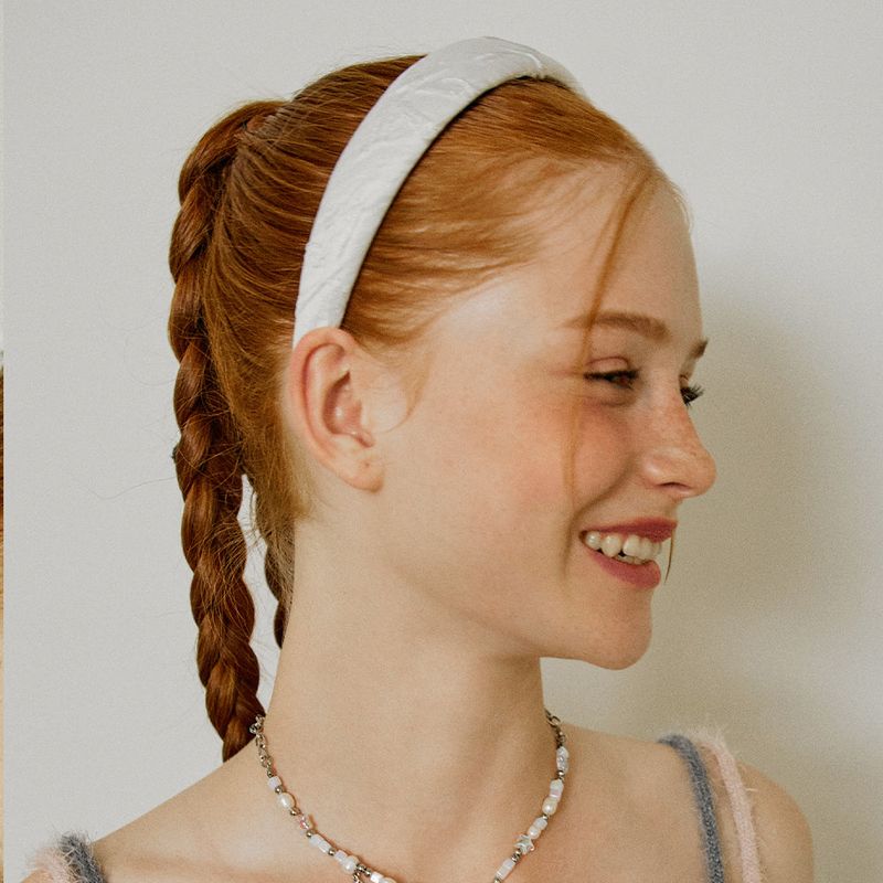 Jacquard Ribbon Volume Hairband _ White